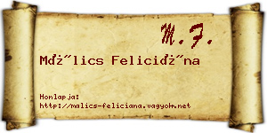 Málics Feliciána névjegykártya